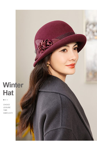 Title 4, Womens Wool Top Retro Woolen Basin Hat