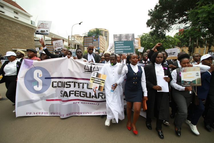 Lawyers across the country hold peaceful demonstrations along City Hall Way, Nairobi on January 12, 2024