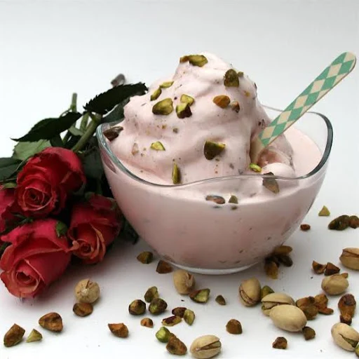 Vanilla Ice Cream With Rose Syrup