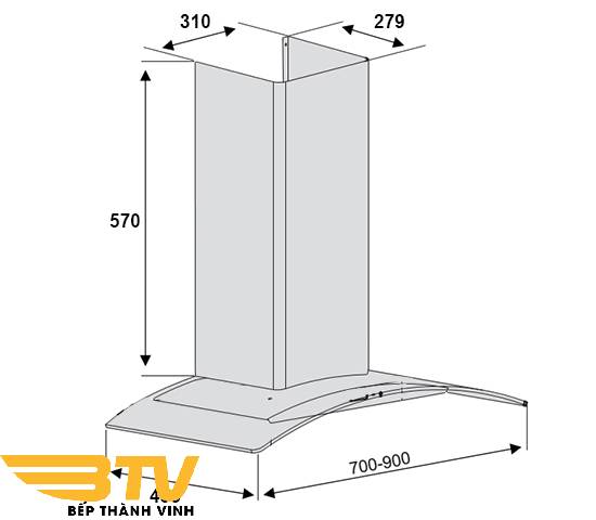 Máy Hút Mùi Lorca TA-2001H 90CM