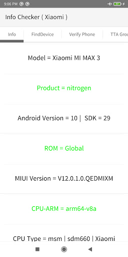 Screenshot Phone INFO ( Xiaomi )