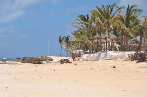 BARRIER: The wall built in front of Italian billionaire Flavio Briatore’s resort near the Malindi Marine Park beach. The wall has altered the flow of seawater.