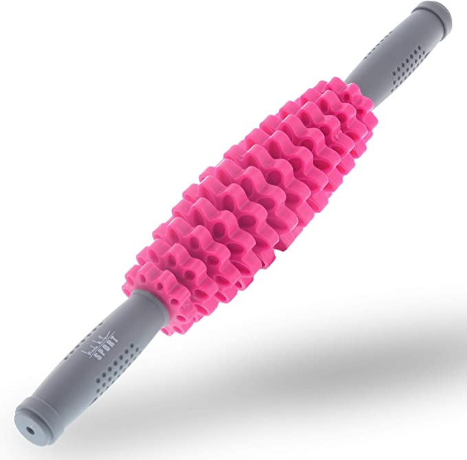 Nicole Miller Muscle Roller, 16.5" Body Massage Back Leg Muscle Roller Stick for Relief Muscle Soreness (Pink)