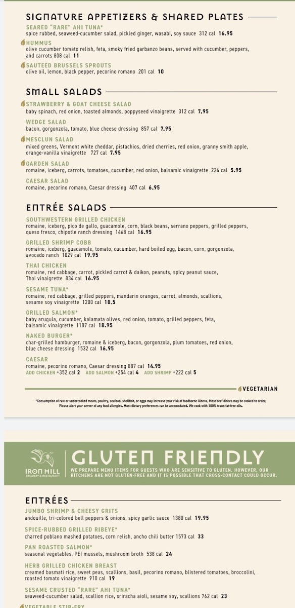 Iron Hill Brewery & Restaurant gluten-free menu