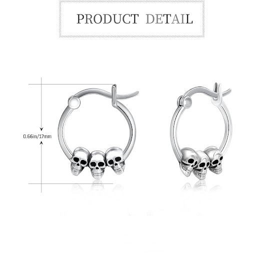 Title 11, Halloween Retro Skull Ear Clips Earrings. Vinta...