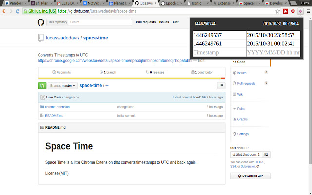 Space Time chrome extension