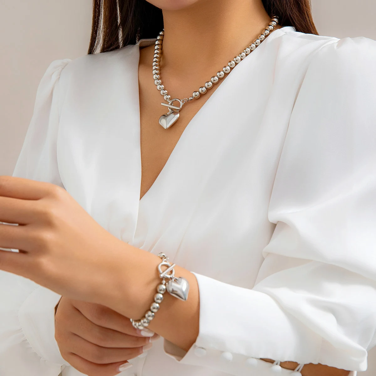 Title 11, Geometrische kralen liefdesketting en armband, ...