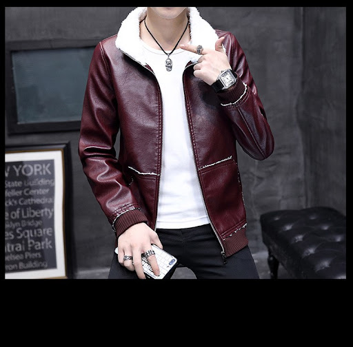 Title 3, Mens Leather and Fleece Jacket with Lamb Cashm...