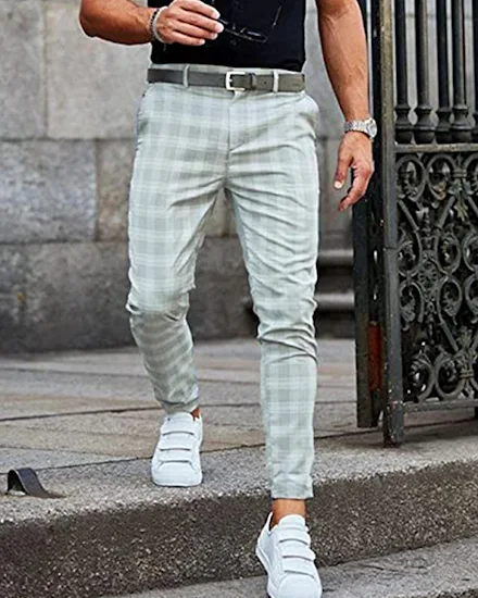 2023 New Men's Business Casual Pants Retro Pattern Printe... - 2