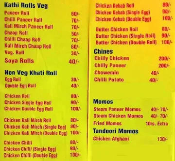 Kathi Roll & Omlet menu 