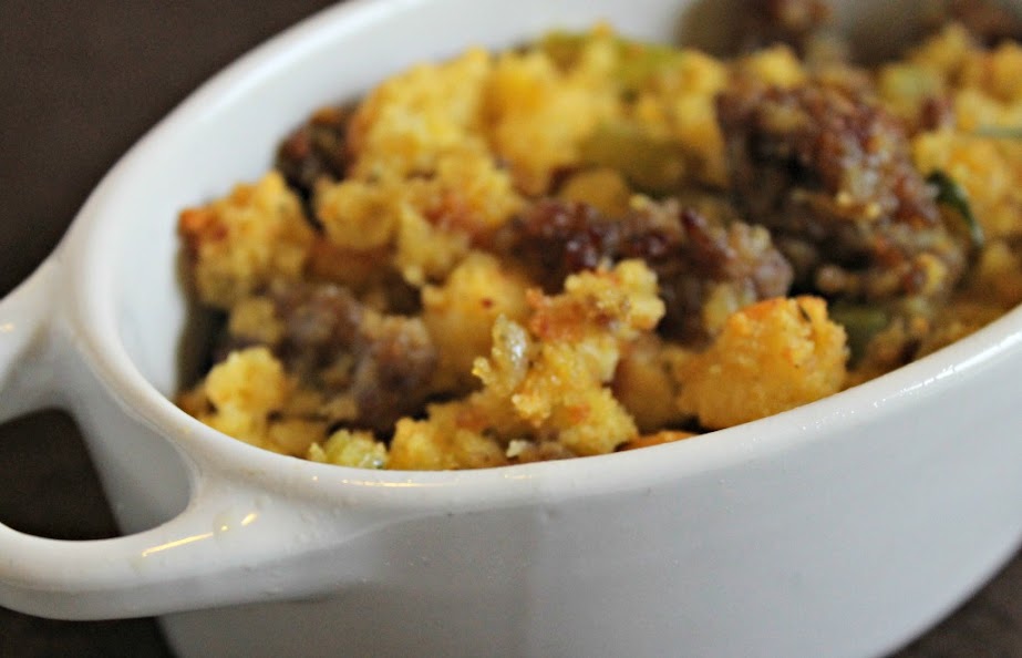 With toasted cornbread, sausage, onions, celery, seasonings and broth, this Sausage Cornbread Stuffing recipe makes a yummy side dish
