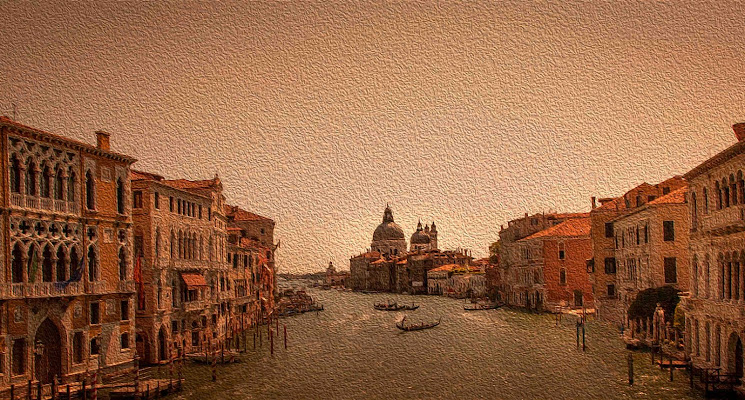 Canaletto - Il canal grande e la chiesa Santa Maria della salute di antoniod