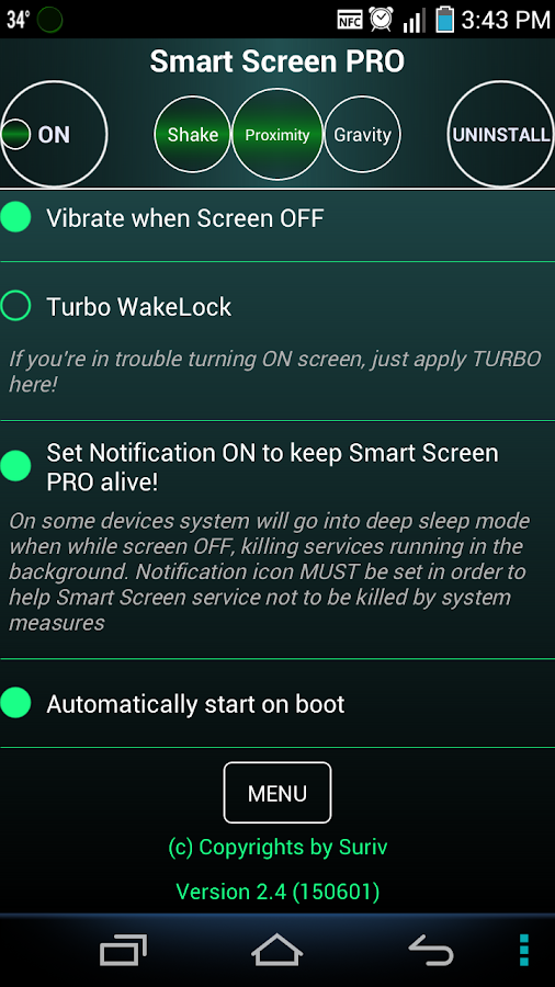 Smart Screen On Off PRO - screenshot