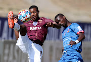 Mervin Boji of Stellenbosch challenged by Lubabalo Letota of Chippa United during the 2022 DStv Diski Shield match between Chippa United and Stellenbosch at the Giant Stadium, Soshanguve.