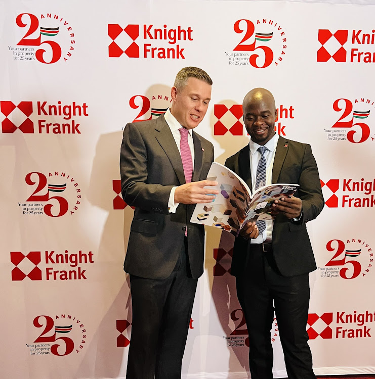 Knight frank CEO Mark Dunford and African Research Analyst Boniface Abudho on during the release of the 2023 wealth report.