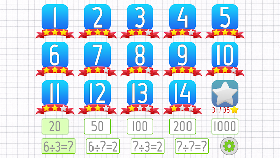 Capture d'écran du formateur en mathématiques de la division