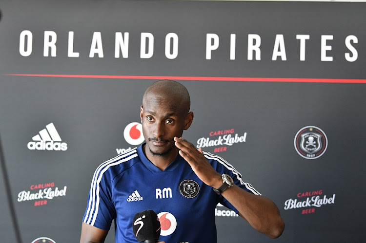 Orlando Pirates coach Rhulani Mokwena during the Orlando Pirates media open day at Rand Stadium on September 11, 2019 in Johannesburg, South Africa.