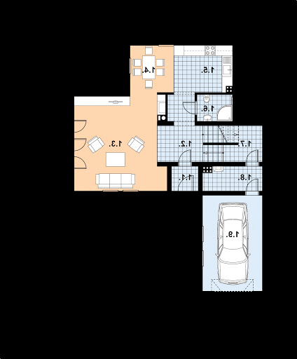 L-77 szkielet drewniany - Rzut parteru