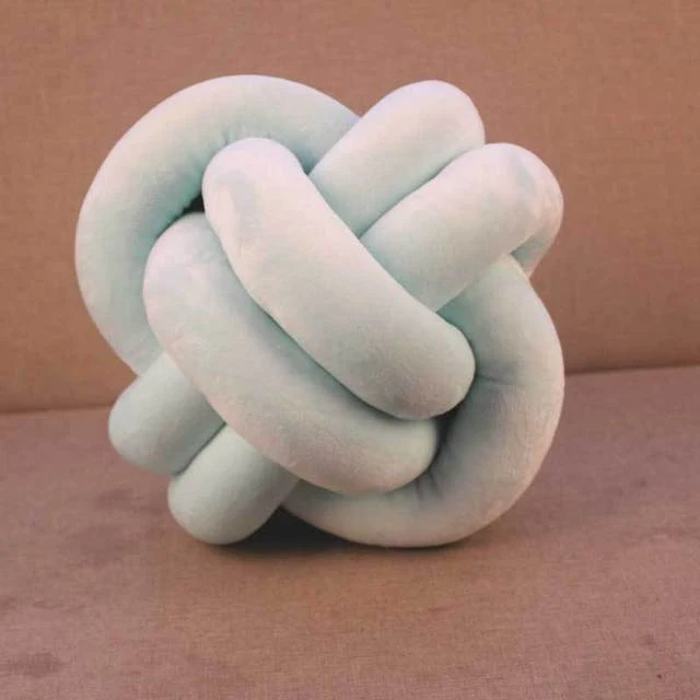 Geknoopt Pluche Bal Design Ronde Sierkussen, Zacht en Decoratief, Ideaal voor Bank of Bed, Perfect om te Knuffelen en te Decoreren.