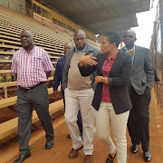 Limpopo MEC for sport Onicca Moloi leads her entourage on the inspection of the Thohoyandou Stadium in the Vhembe Region as the provincial government goes ahead with its promise to help newly promoted Black Leopards refurbish the venue to meet the Premier Soccer League standards.
