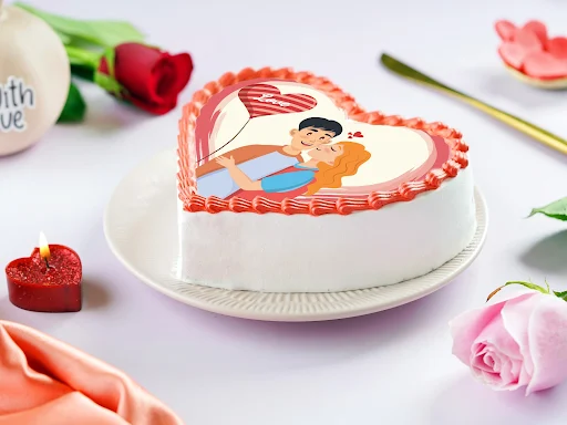 Unconditional Love Heart Shape Photo Cake