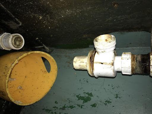 Removed trap to clean out scale,machined pipe work to stack  and HPWJ stack to main drain