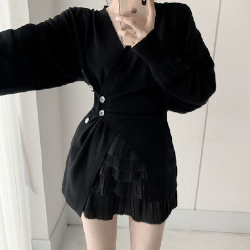 Title 3, Womens waist-tight mid-length sweater cardigan...
