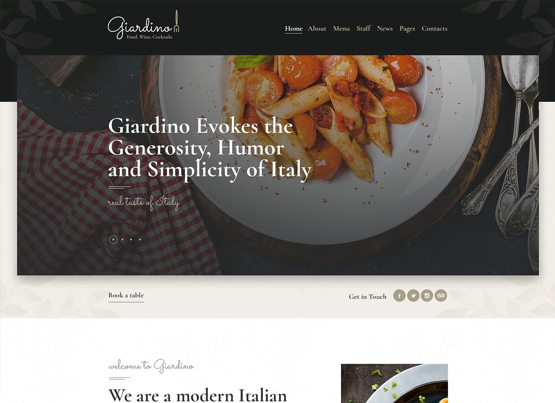 Giardino |  Un tema de WordPress para restaurantes y cafés italianos