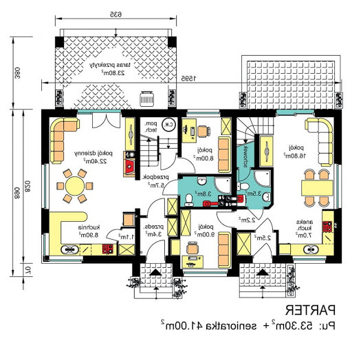 BS-07 wariant 3 dwulokalowy - Rzut parteru