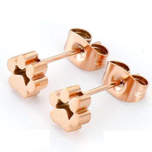 Title 6, Cute Dog Paw Stainless Steel Necklace Earrings ...