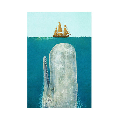Title 3, Simple Cartoon Whale Poster, Frameless Decorati...