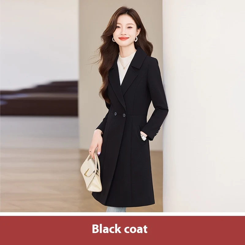 Trench Nero Donna Autunno Cappotto Lungo Elegante Giacca Ideale per Clima Fresco Design Classico e Versatile Perfetto Ogni Occasione