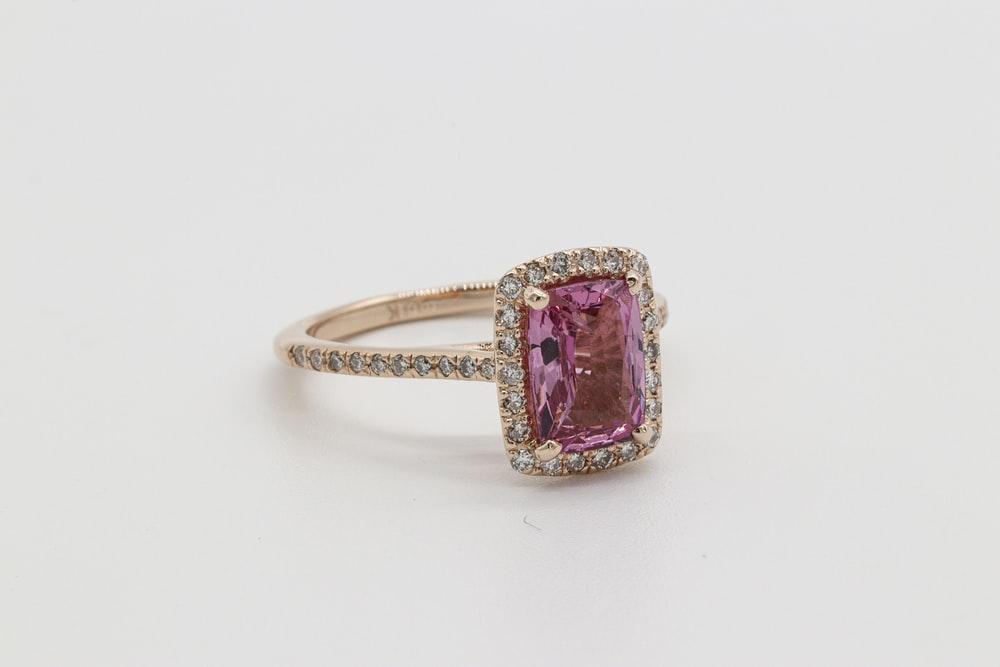 gold and pink stone ring