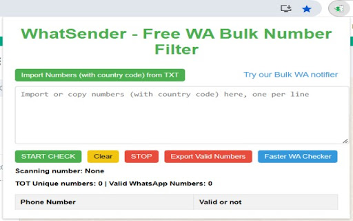 WhatSender - Free WA Bulk Number filter