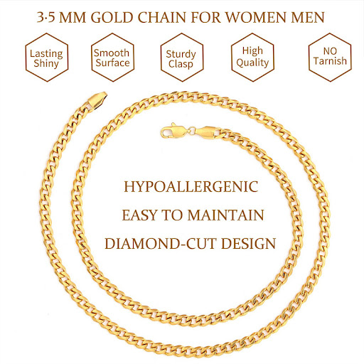 Title 4, Mens Necklace Stainless Steel Cuban Link Chain...