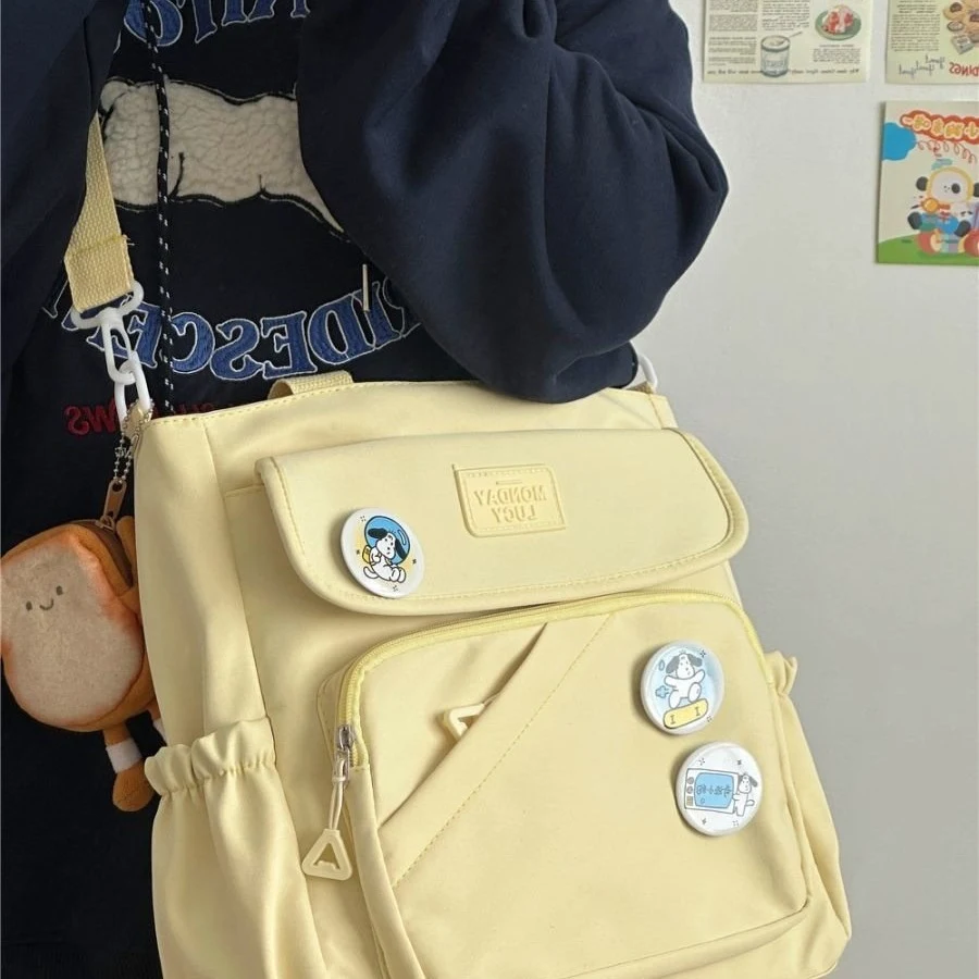 Bolsa Feminina de Lona Estilo College Japonês Ideal para Faculdade e Dia a Dia Ampla e Resistente Perfeita para Livros e Notebook Confortável