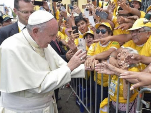 The Pope was greeted by crowds in Trujillo. AGENCIES