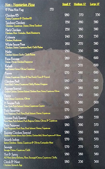 Woodfire Pizza Express menu 