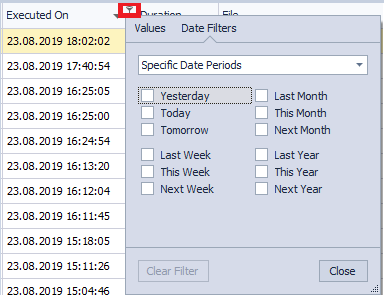 Setting up column filtering 