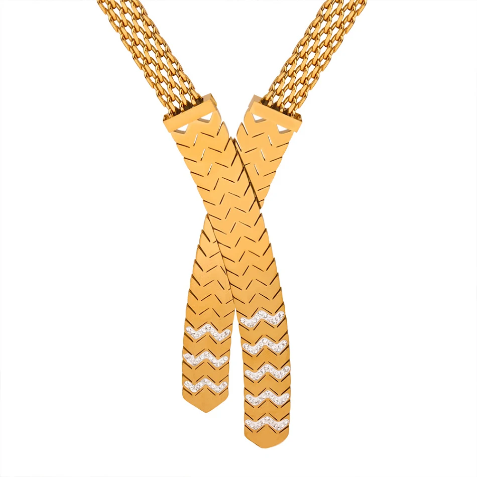 Mode Titanium Stalen 18K Gouden Plating Diamanten Kruis Hanger Ketting, stijlvol en duurzaam. Perfecte sieraden.