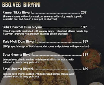 BBQ Biryani menu 