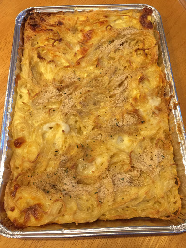 Spaghetti pie is quick and easy!  You can also add your own sauce to the mix if you’d like.