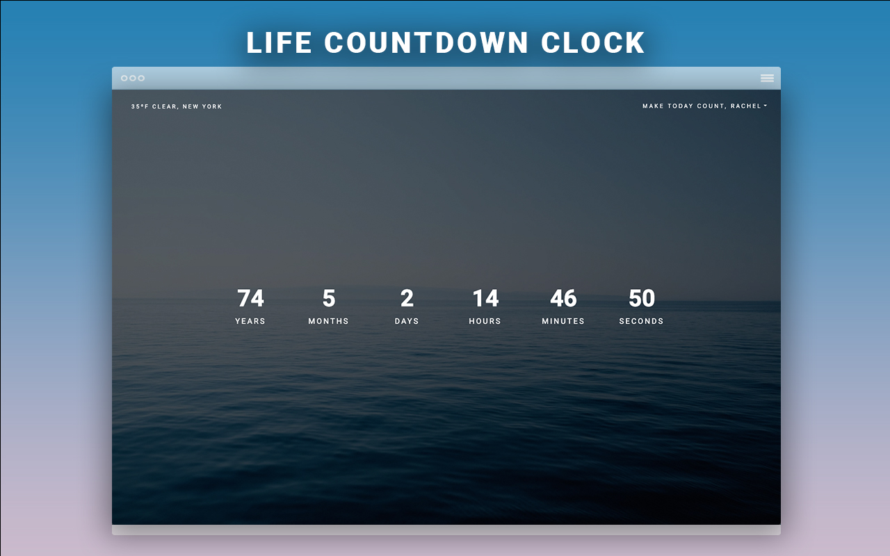 Worthwhile: New Tab Life Countdown Clock Preview image 3