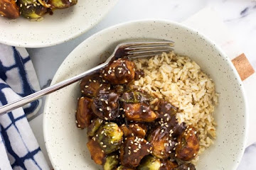Balsamic Peanut Chicken Stir Fry with Brussels Sprouts