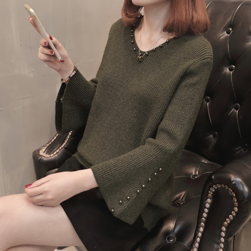 Title 3, Net Red Sweater Womens Pullover Beaded Korean ...