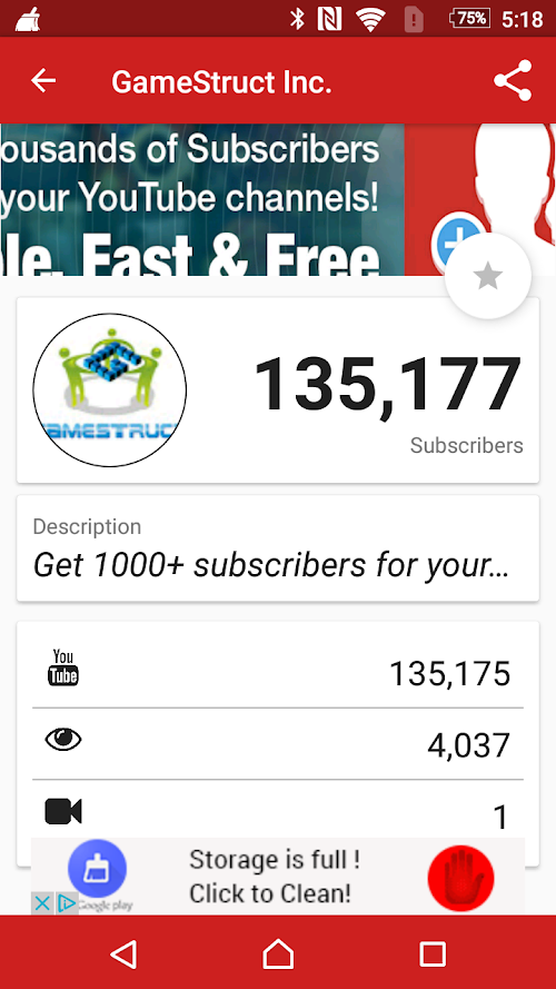 Android application Live Sub Count screenshort