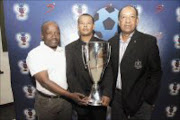 IDEAL PLATFORM: Addidas' Mike Ntombela, left, Ajax Cape Town' Hubert Johnson and Orlando Pirates' Augusto Palacios at the press briefing of the SuperSport Under-19 Cup in Randburg. Pic. Veli Nhlapo. 26/07/2007. © Sowetan Nhlapo.