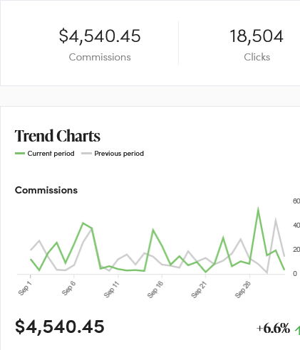 Affiliate income results