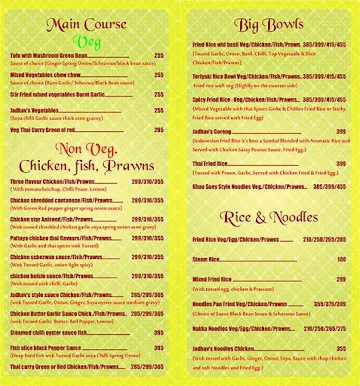 Jadhav's- Crazy Asian Food menu 