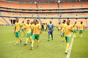 Bafana Bafana players during a training session at FNB Stadium on March 24 2021 in Johannesburg.